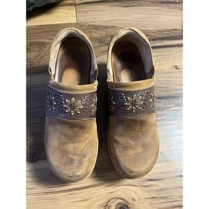 Ariat Ashland Shoes Women 8.5B Brown Leather Comfort Platform Clog Studded Boho